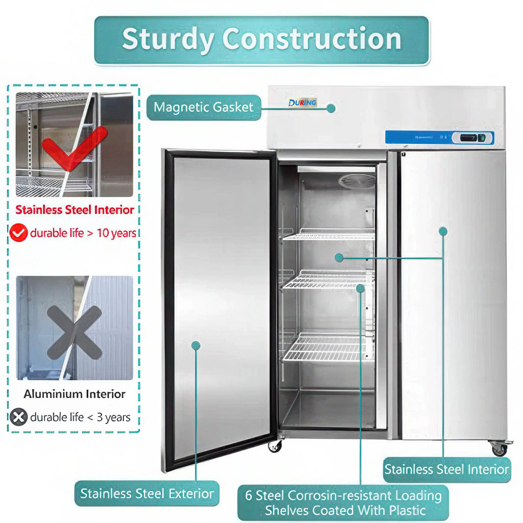 During D-K-48F 48" Commercial Reach-in Freezer, 2-Door 36 Cu.ft Stainless Steel