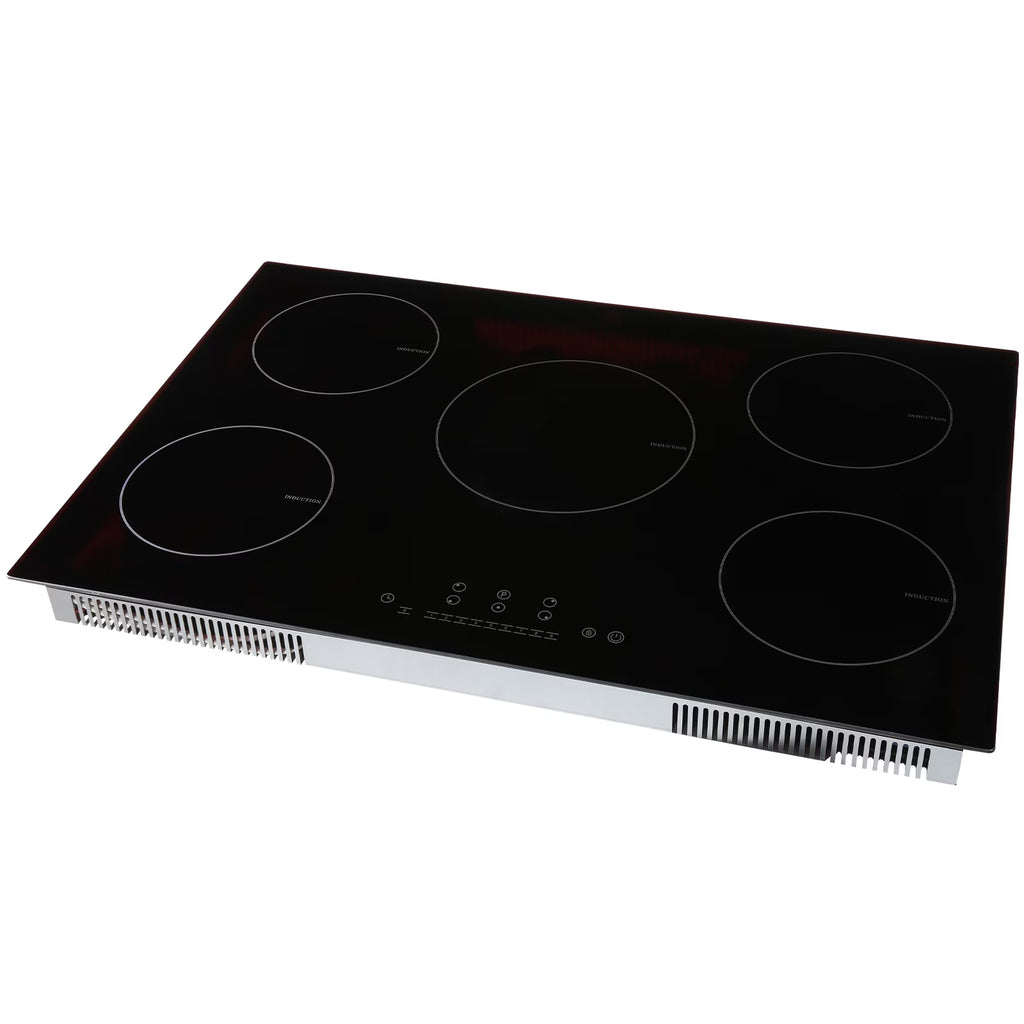 KFFKFF Induction Cooktop, 5 Heating Elements, 30'' Electric Stove, Integrated Magnetic Cooktop 9200W, 9 Heat Settings, LED Touch Display with Child Safety Lock & Overheat Protection