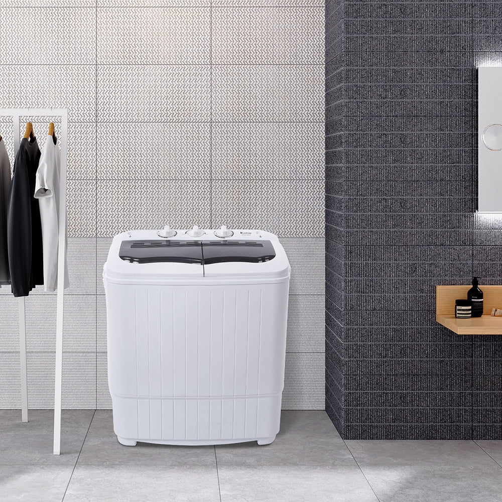 Compact Twin Tub with Built-in Drain Pump XPB35-188S 14.3(7.7 6.6)lbs Semi-automatic Gray Cover Washing Machine