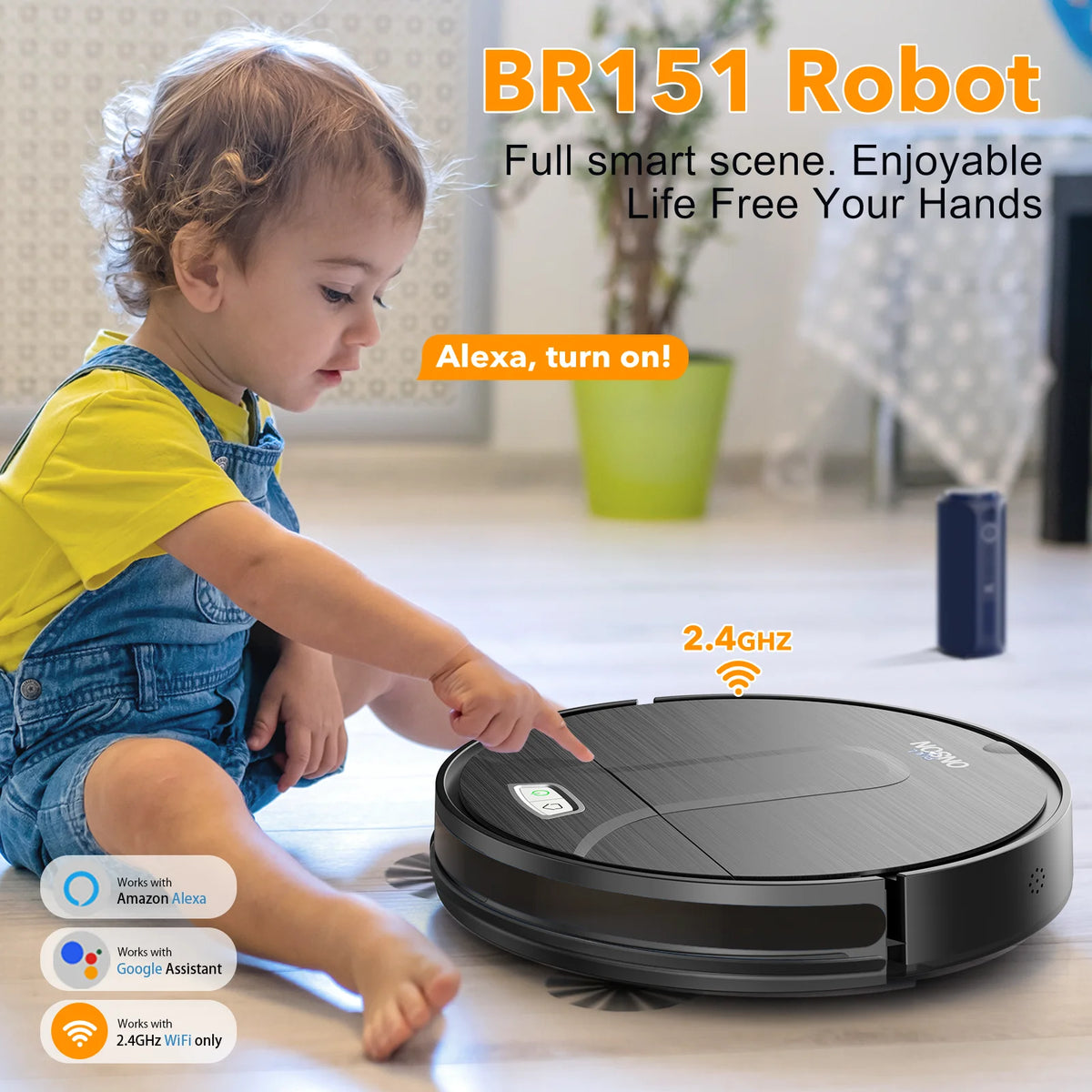GOOVI By ONSON Robot Vacuum Cleaner, 3500Pa Powerful Suction with App/Wi-Fi/Alexa for Hard Floor