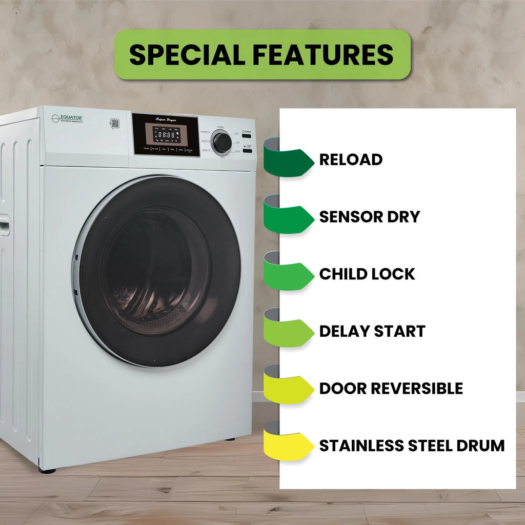 Equator Compact 24 in Vented Dryer 3.1cf/13lb SENSOR Sanitize Shoes 110V/1500W