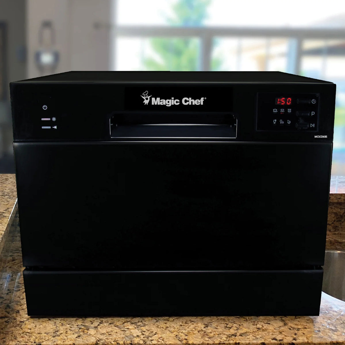 Magic Chef Energy Star 6-Place Setting Countertop Dishwasher (Model MCSCD6W5)  Fits under cabinetry as it sits 17.2" Tall