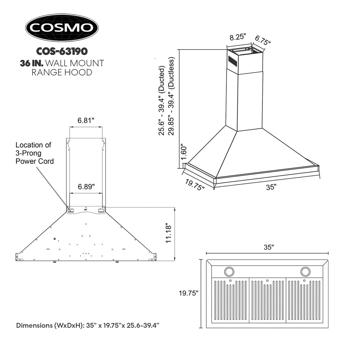 Cosmo 30 in. Ducted Range Hood in Stainless Steel with Touch Controls, LED Lighting and Permanent Filters