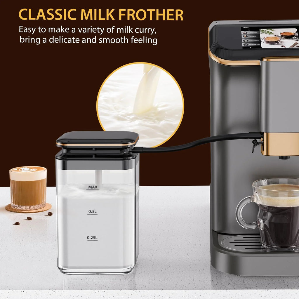 Soonbuy Fully Automatic Espresso Machine 20 Bar, With Milk Frother Steam Wand,Gold