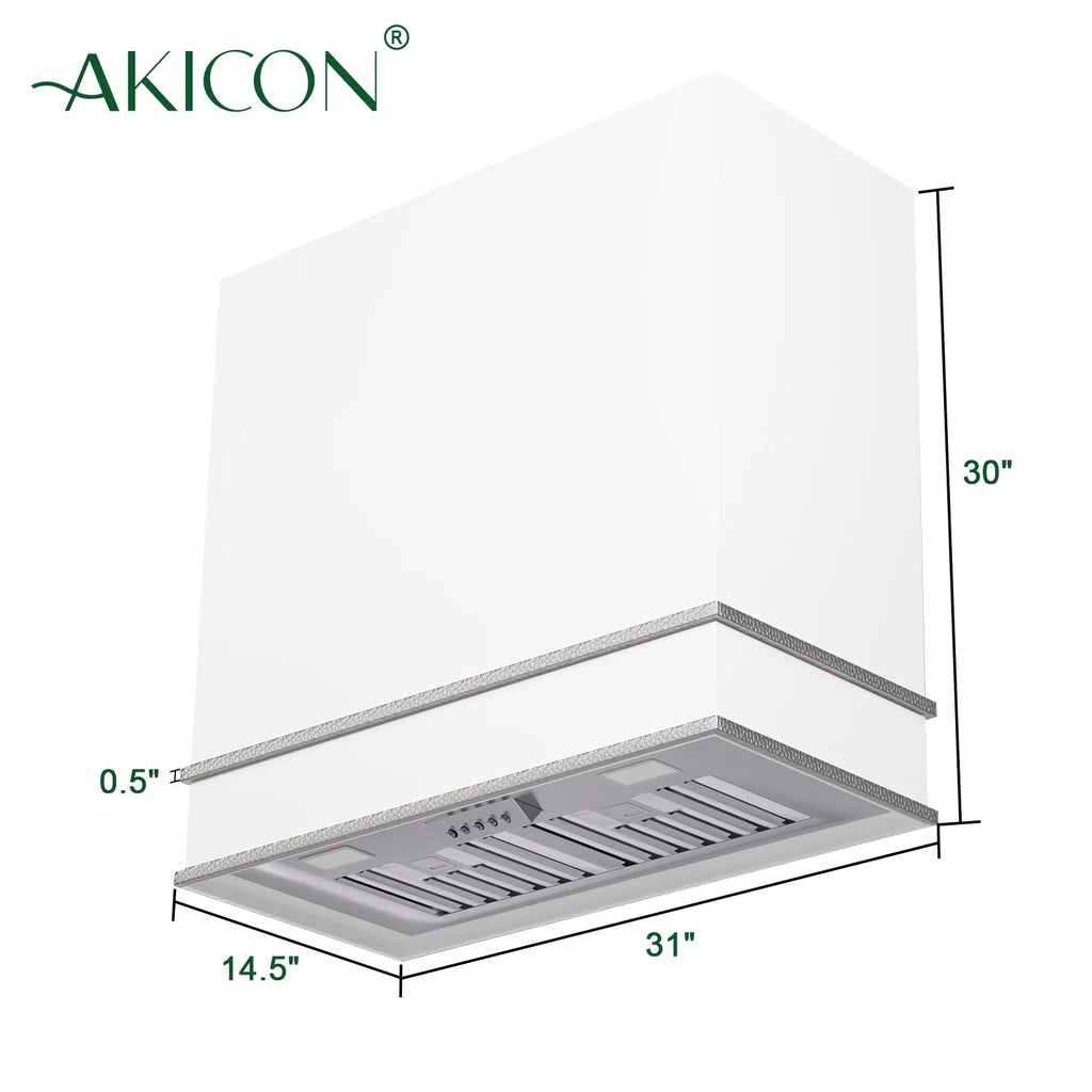 Akicon Range Hood 30 Inch, 600 CFM Ducted Vent Hood, Stainless Steel Box Kitchen Hood with 2 LED Lights, Removable Baffle Filters, Stove Hood Vent for Kitchen, 3 Speeds, Wall Mounted (AK-HS30HB-JBC)