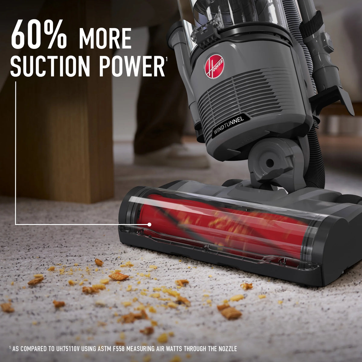 Hoover Windtunnel Swivel Pet Bagless Upright Vacuum, Pet Friendly, Above Floor Cleaning, Swivel Steering, Prevents Hair Wrap, UH77310V, Gray