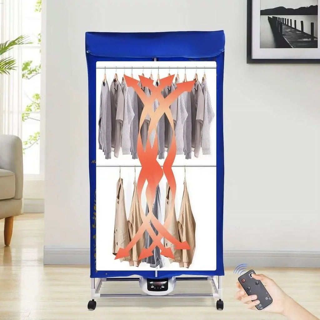 Anqidi Folding Portable Electric Clothes Dryer 2 Layer 3 Gear Timing Laundry Drying Rack + Remote 1500W