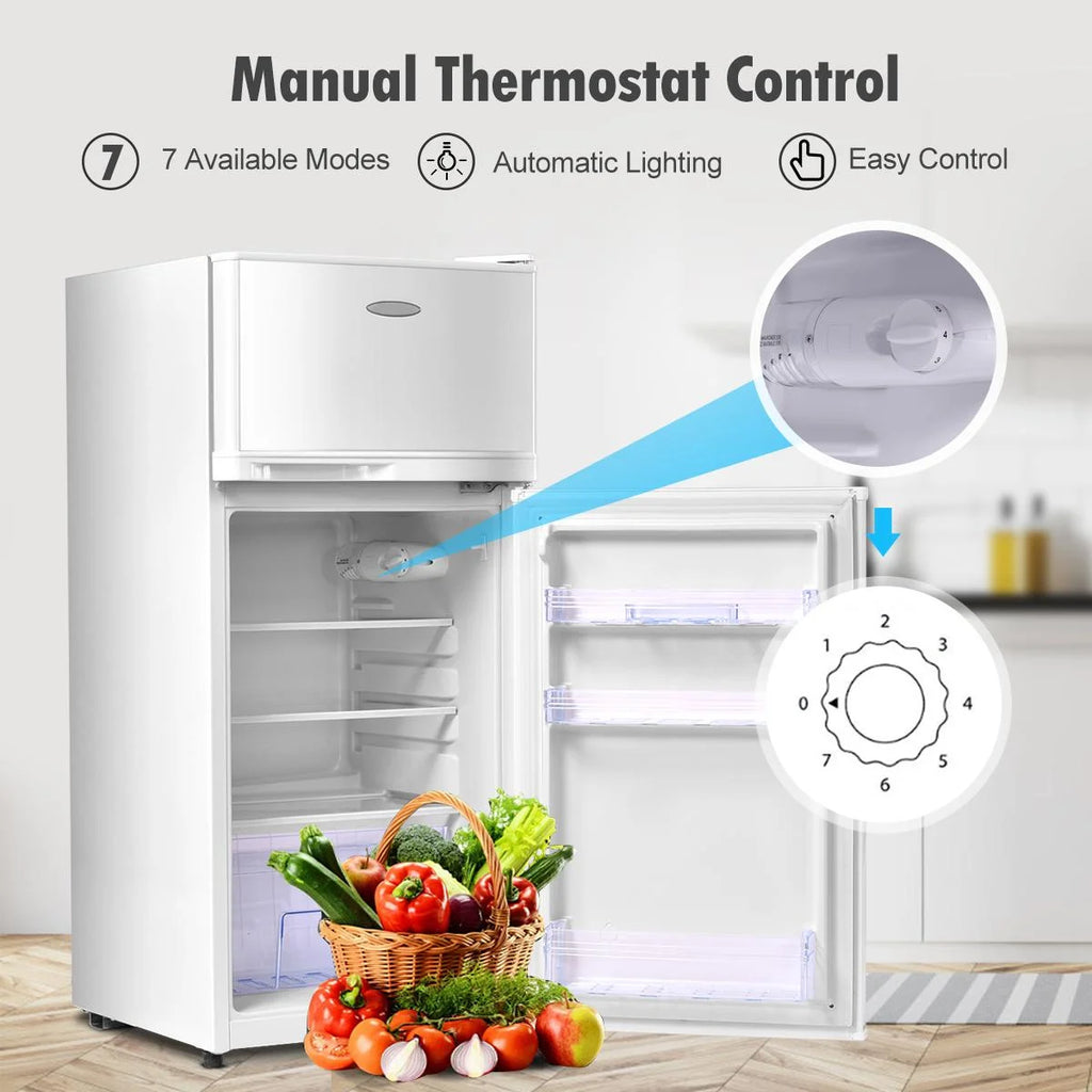 Giantex Compact Refrigerator, 3.4 cu. ft. Mini Cooler Fridge, Freestanding Fridge w/Adjustable Thermostat, Black