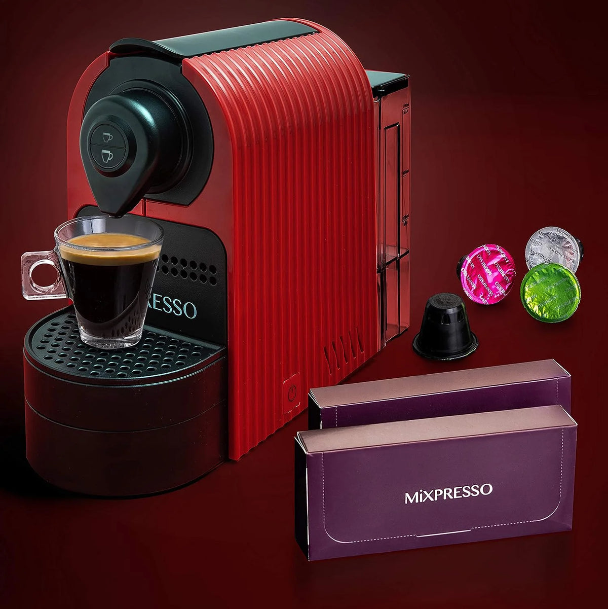 Mixpresso Espresso Machine for Nespresso Compatible Capsule, Single Serve Coffee Maker Programmable for Espresso Pods, Premium Italian 19 Bar High Pressure Pump 27oz 1400w Black Coffee Maker