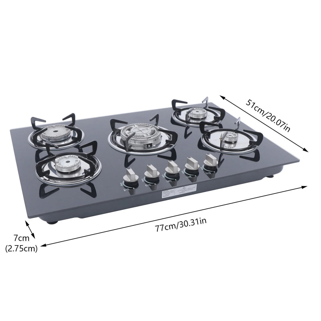 30"Gas Cooktop 5 Burners Gas Stove Cooktop NG Gas Stove Black for Kitchen