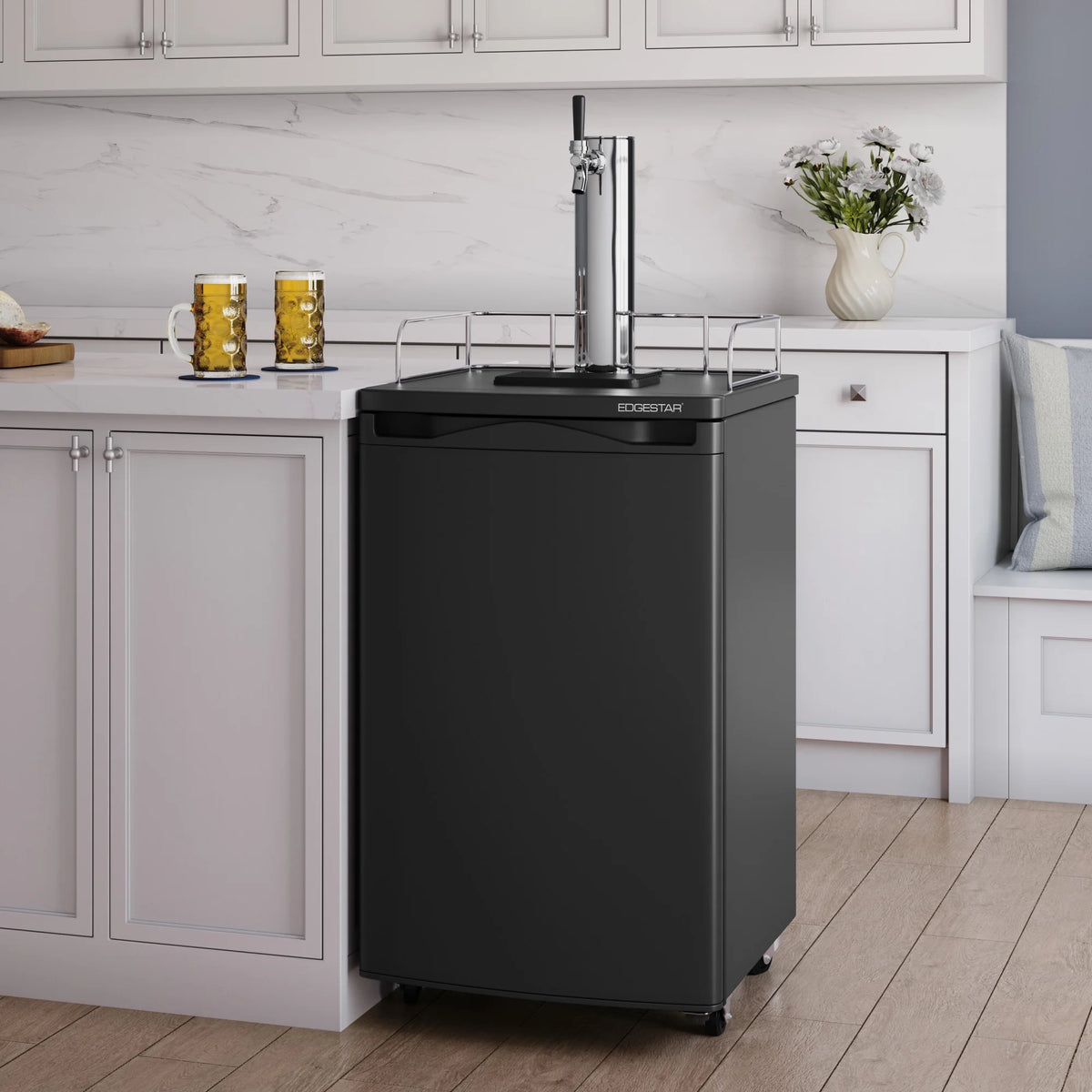 Edgestar Kc2000 20" Wide Kegerator And Keg Beer Cooler For Full Size Kegs - Black
