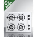 24" wide LP gas cooktop with four open burners and battery-start ignition