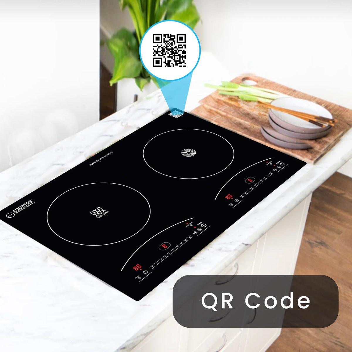 Equator 20" Electric Hybrid CERAMIC-INDUCTION 2 Burner Cooktop with 9 Power 110V