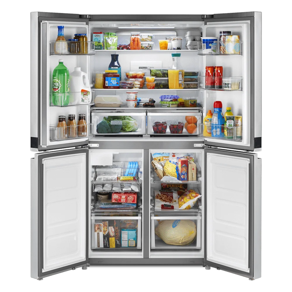 Whirlpool Counter Depth 4 Door Refrigerator, Metallic Steel, 36", 19.4 cu ft