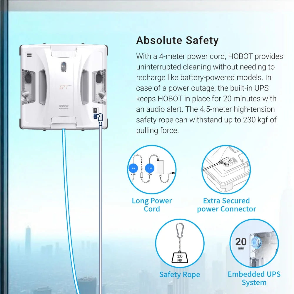 HOBOT S7 Pro Dual Mop Polish Hand Wiping Tec Window Cleaning Robot, App & Remote Control