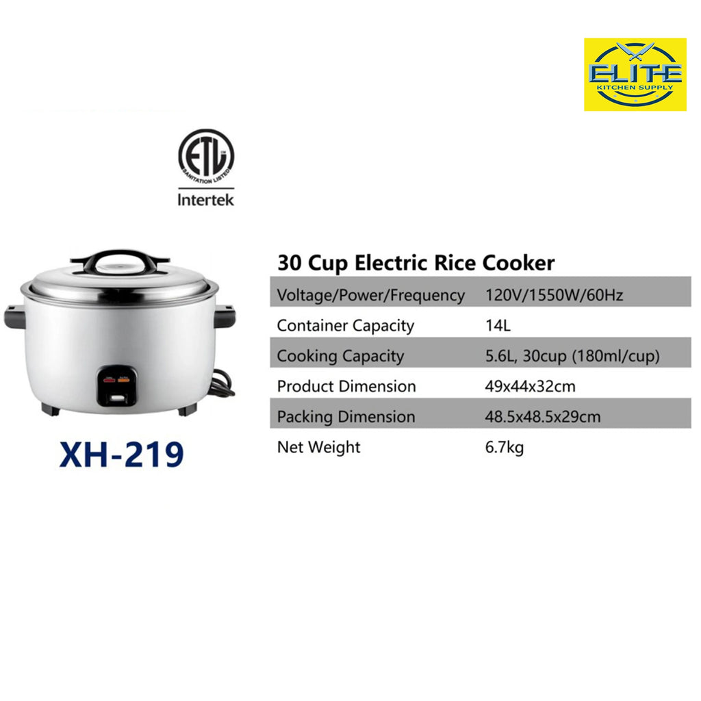NSF Commercial Rice Cooker Warmer 30 Cup Uncooked Rice, 120V Rice Cooker 1550W