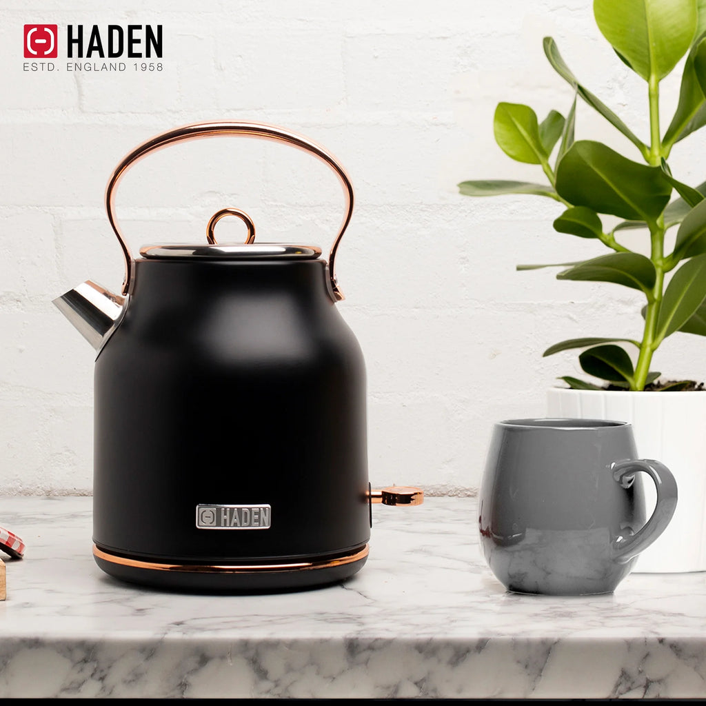 Haden Heritage 1.7 Liter Electric Kettle with 2 Slice Bread Toaster, White