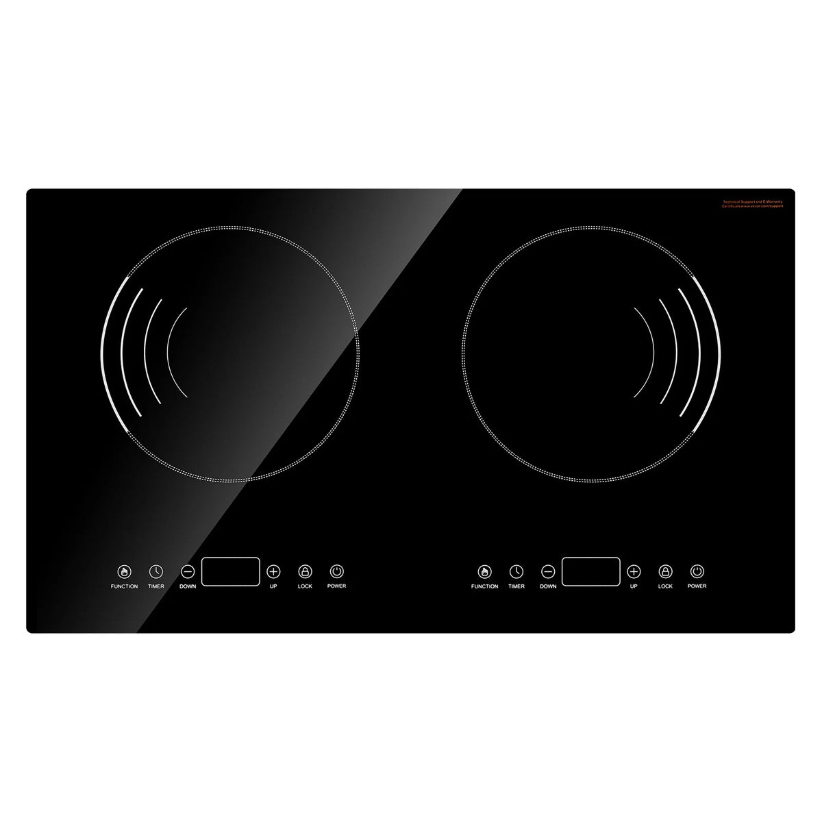 KFFKFF Induction Stove, 1800W Electric Countertop 2 Burner, Electric Cooktop with Touch Controls, Integrated Induction Stove with 9 Energy Levels, Safety Feature for Kids, Timer Function, Glass Top