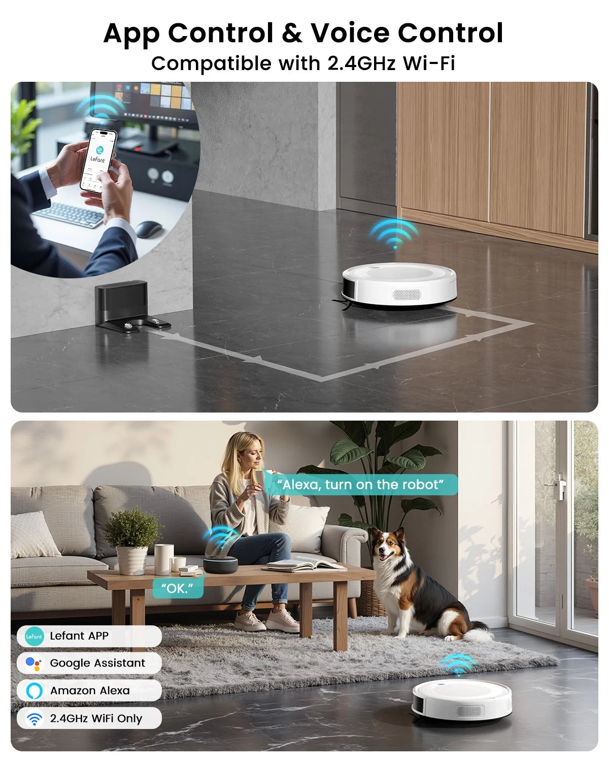 Lefant Robot Vacuum Cleaner with 4500Pa Suction, PSD Obstacle Avoidance, APP/Remote/Voice Control,Ideal for Pet hair, M310