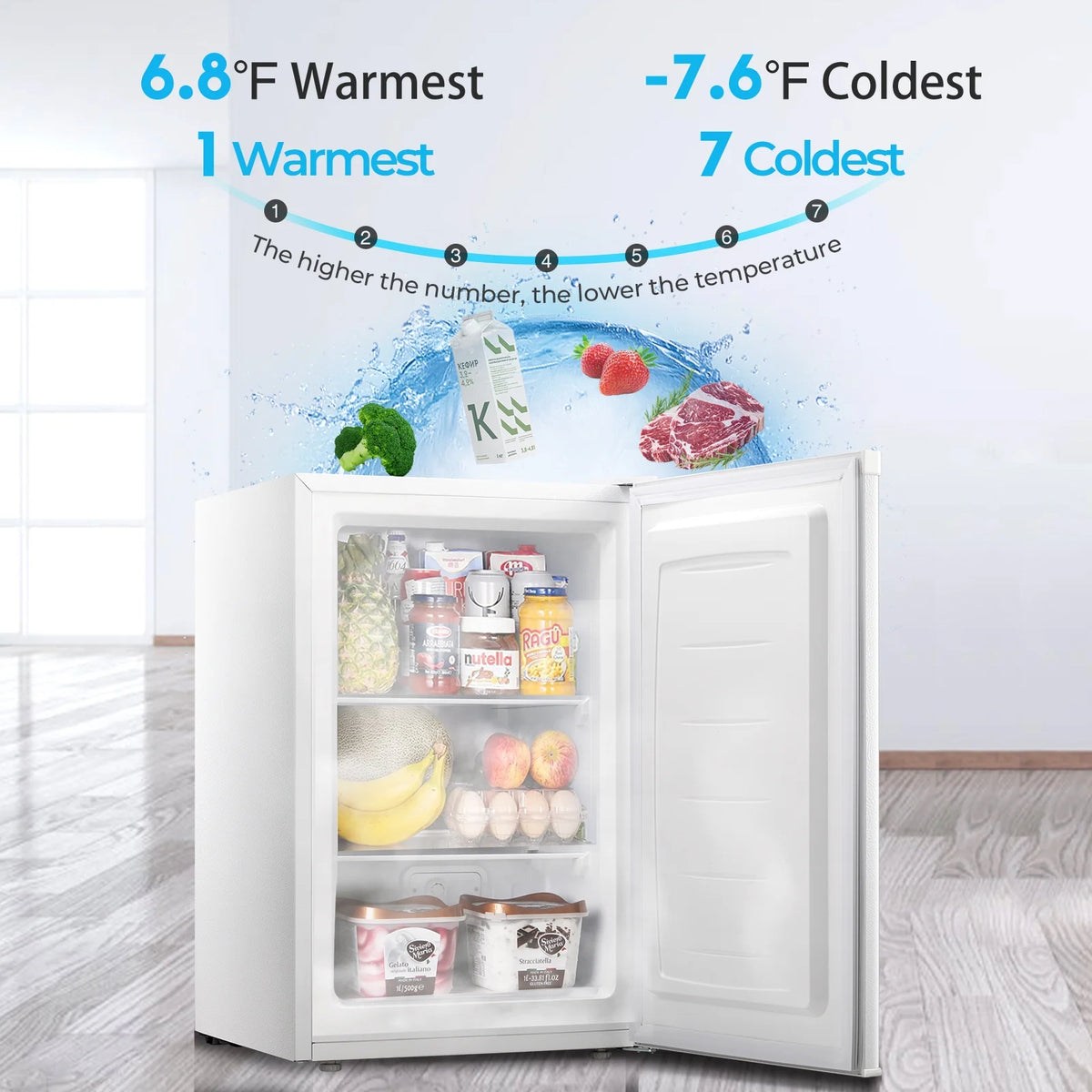 WAA 3.0 Cu.Ft Upright Compact Standing Deep Freezer, White