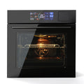 Aoile 24" Single Wall Oven with 2.5 Cu.Ft. Capacity, 3000W Built-in Electric Oven with 4 Cooking Functions & 108 Automatic Recipes
