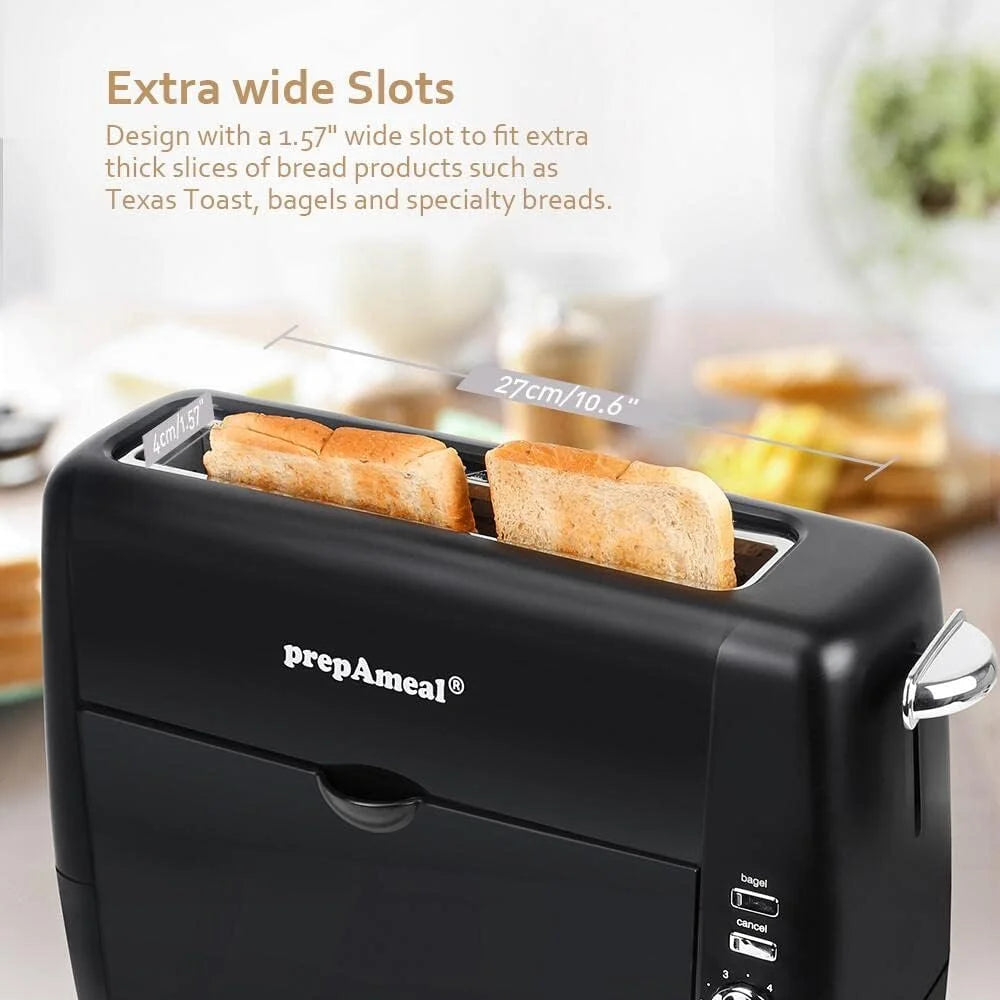 Long Slot Toaster 2 Slice Toaster with 6 Shade Settings, Bagel/Cancel, Extra Wide Slots, Removable Crumb Tray, for Bagels, Waffles, Breads, Puff Pastry, Snacks (2-Slice, Red)