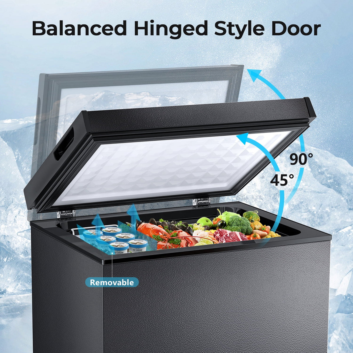 WAA 2.8 Cubic Feet Chest Freezer with Removable Basket Free Standing Top Open Door Compact Freezer with Adjustable Temperature for Home/Kitchen/Office/Bar (White)