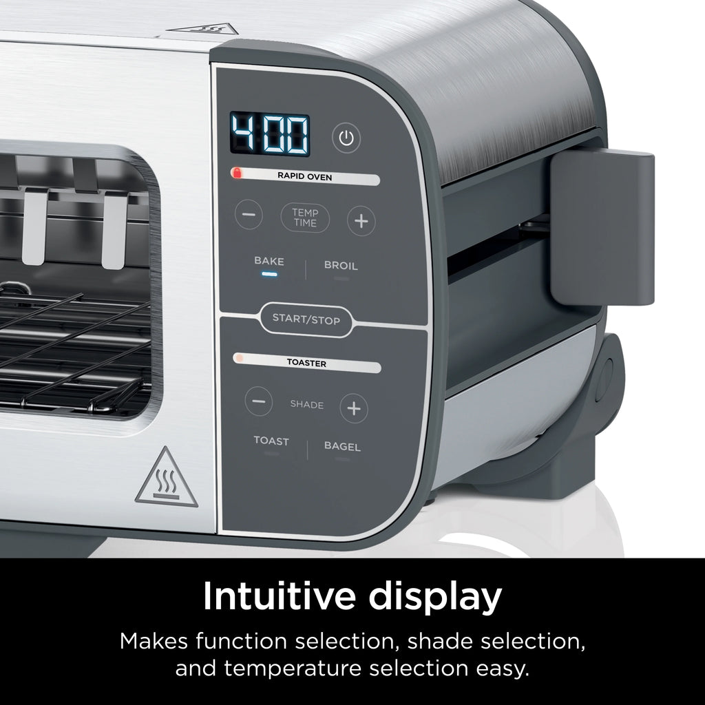 Ninja? Foodi? 2-in-1 Flip Toaster, 2-Slice Toaster, Compact Toaster Oven, Snack Maker, 1500 Watts, ST100