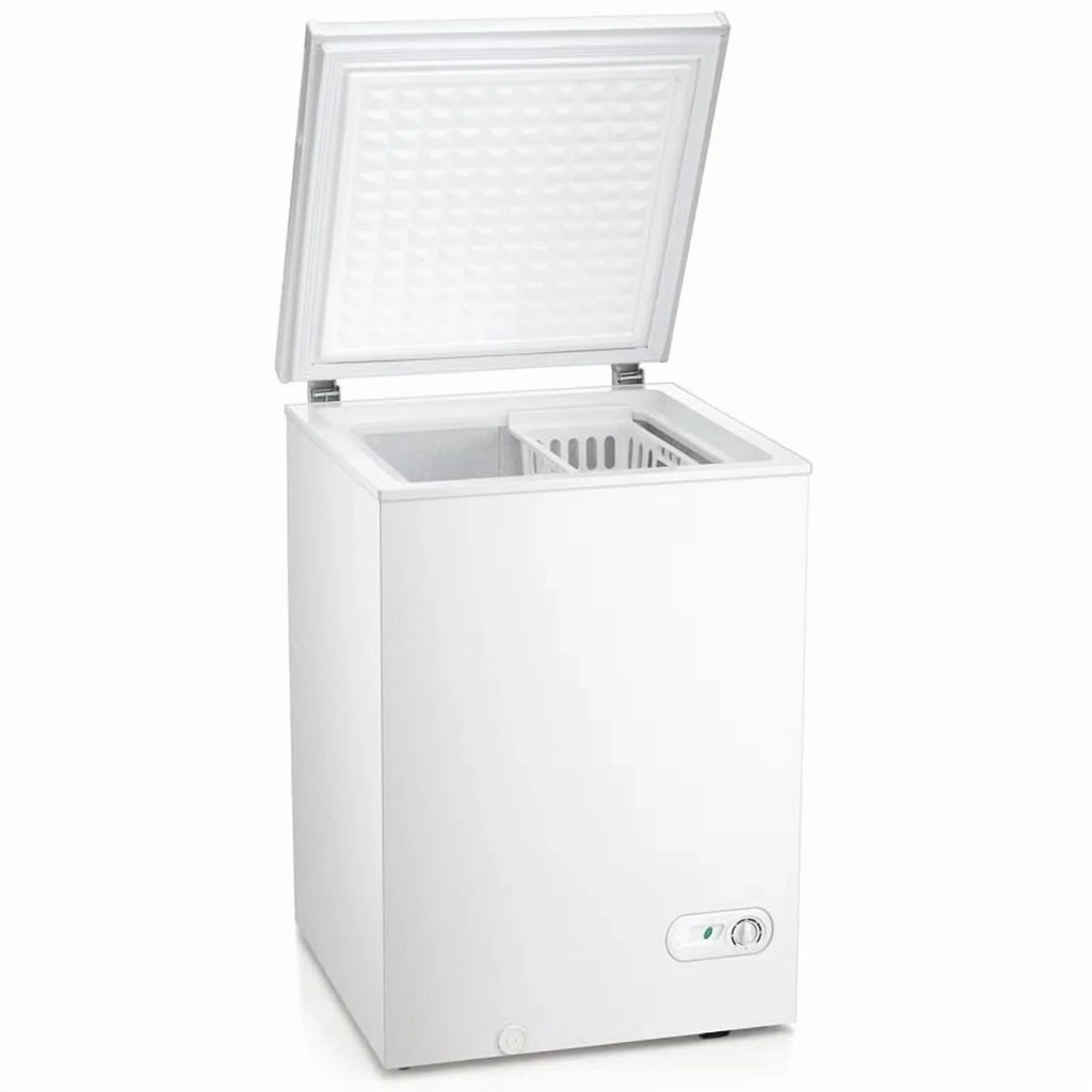KNDKO 3.5cu.ft Compact Chest Freezer, Mini Freezer with Adjustable Temperature, 2 Removable Baskets, Top Open Door, Energy Saving, Black