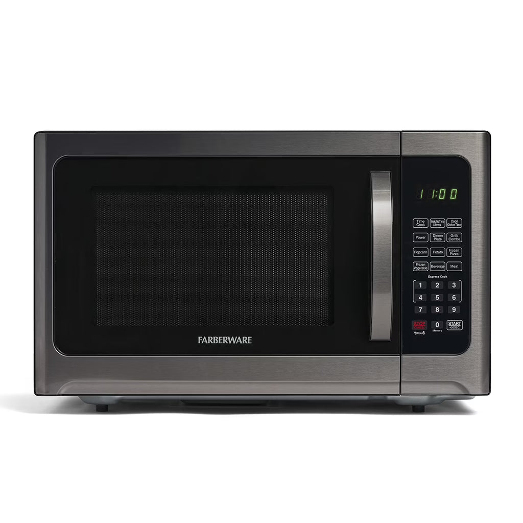 Farberware Professional 1.2 Cu. Ft. 1000-Watt Microwave Oven with Sensor Cooking, Stainless Steel/Black Body Wrap