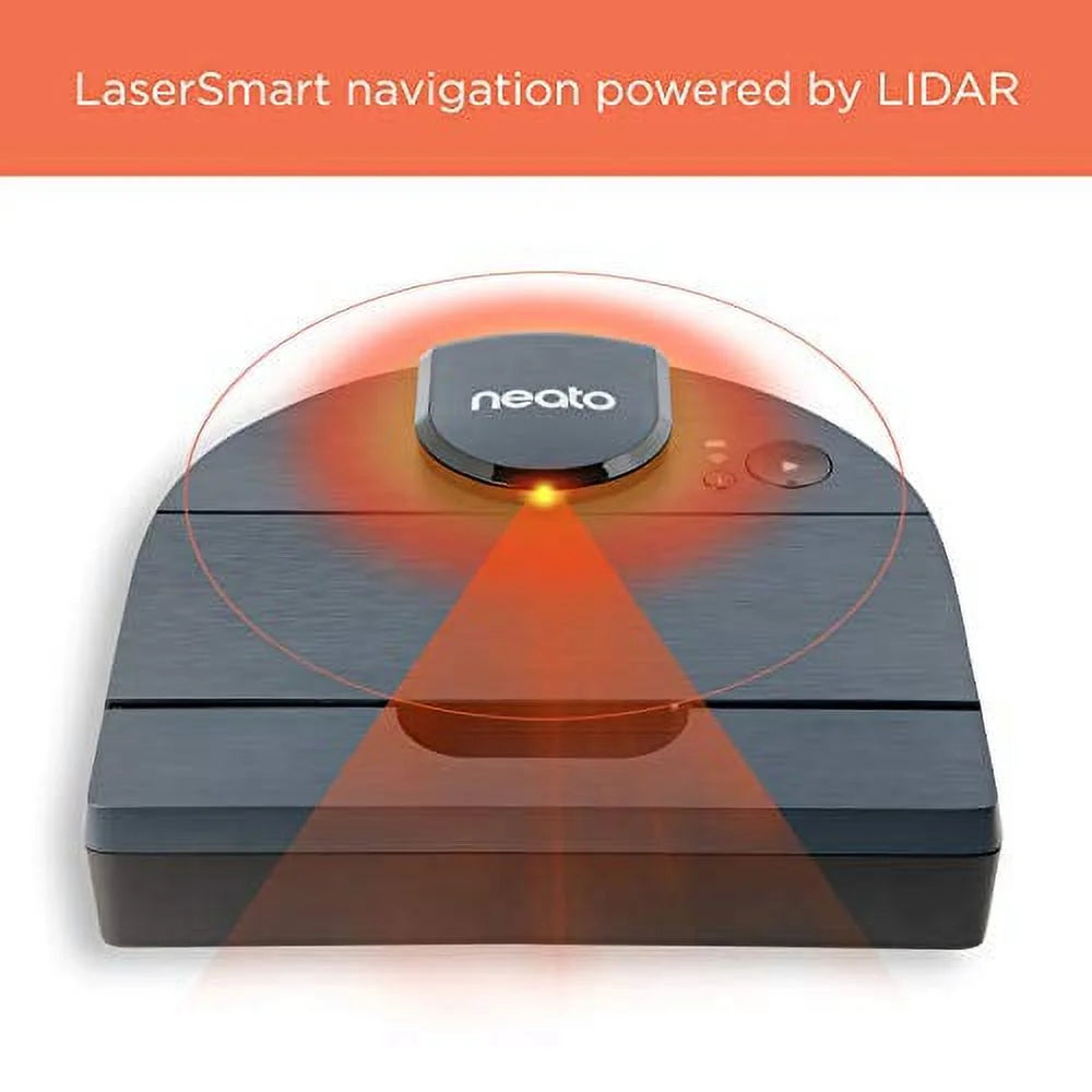 Neato D8 Intelligent Robot Vacuum Cleaner LaserSmart Nav, Smart Mapping, No-Go Zones, WiFi Connected, 100-min runtime, Powerful Suction, Turbo Clean, Edges, Corners & Pet Hair, XXL Dustbin, Alexa