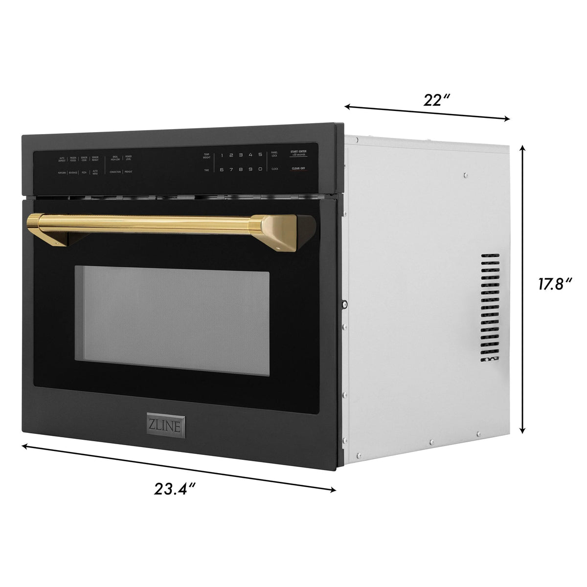 ZLINE Autograph Edition 24" 1.6 cu ft. Built-in Convection Microwave Oven in Stainless Steel and Matte Black Accents