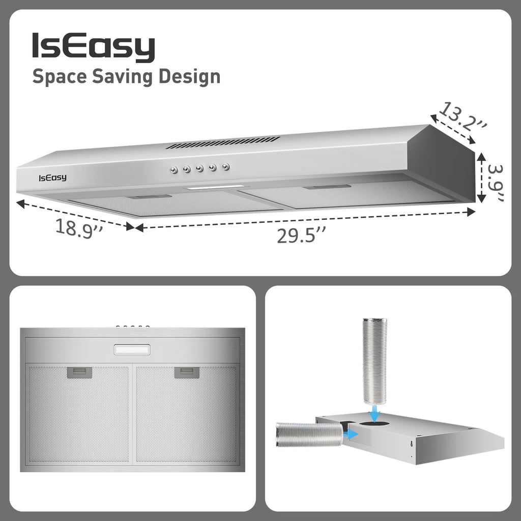 IsEasy 30 in Convertible Vent Under Cabinet Range Hood
