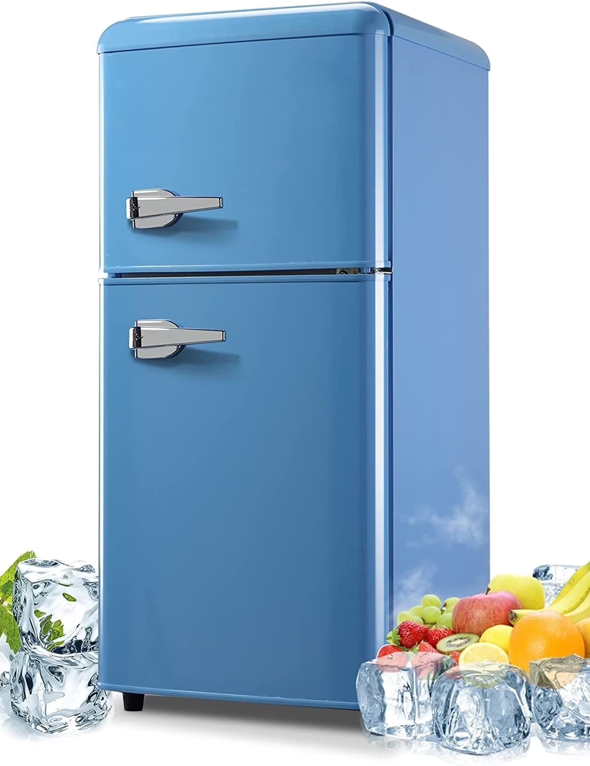 GGTB 3.0 Cu.ft Two Door Small Refrigerator with Freezer, Compact Retro Mini Refrigerator for Dorm, Office, Bar, RV, Bedroom, Red