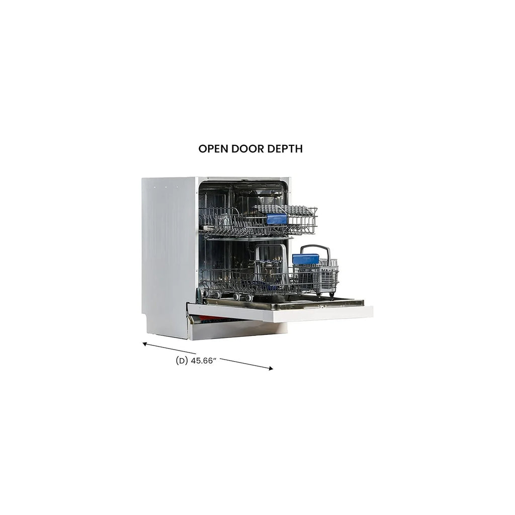 Homestock Renaissance Refinement Appliances Front Control 24-In Built-In Dishwasher (White) 22.4"D X 23.5"W X 32.3"H, Adjustable Tine, Auto Program, Adjustable Rack - Length:164-Length:164