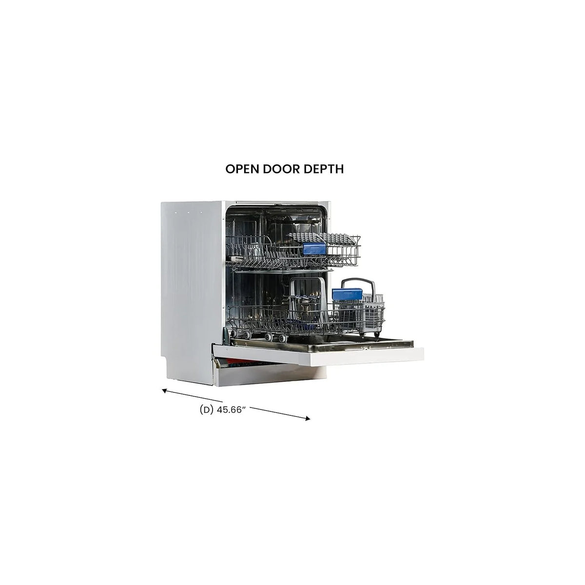 Homestock Renaissance Refinement Appliances Front Control 24-In Built-In Dishwasher (White) 22.4"D X 23.5"W X 32.3"H, Adjustable Tine, Auto Program, Adjustable Rack - Length:164-Length:164