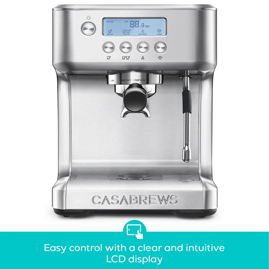 CASABREWS Ultra Semi-Automatic Espresso machine: 20 Bar, Stainless Steel, Milk Frother, Temperature Control - Americano, Latte, Cappuccino