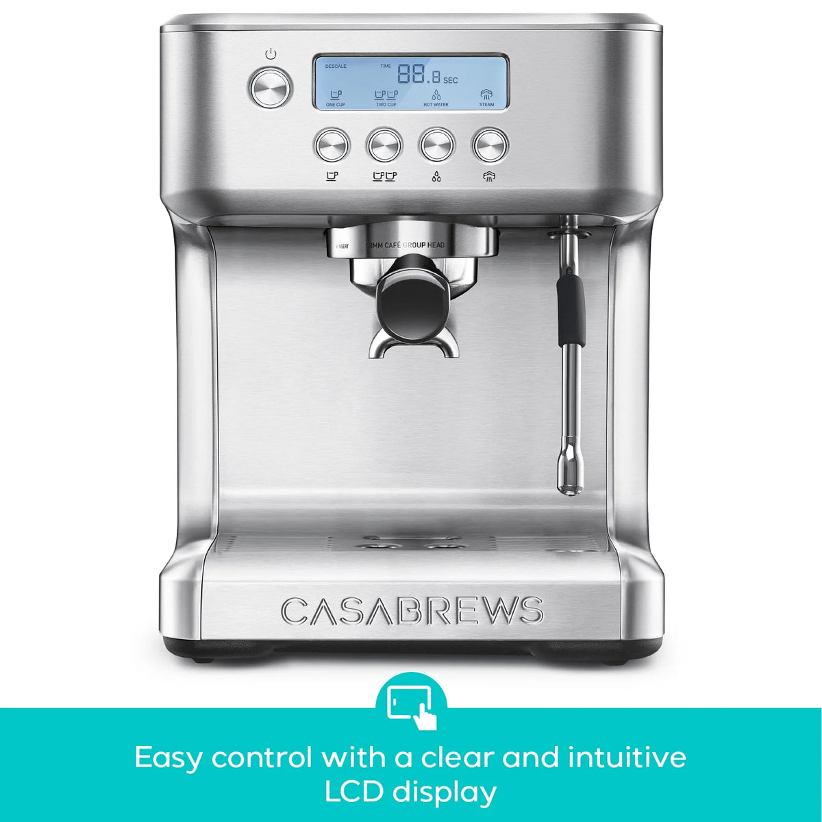 CASABREWS Ultra Semi-Automatic Espresso machine: 20 Bar, Stainless Steel, Milk Frother, Temperature Control - Americano, Latte, Cappuccino