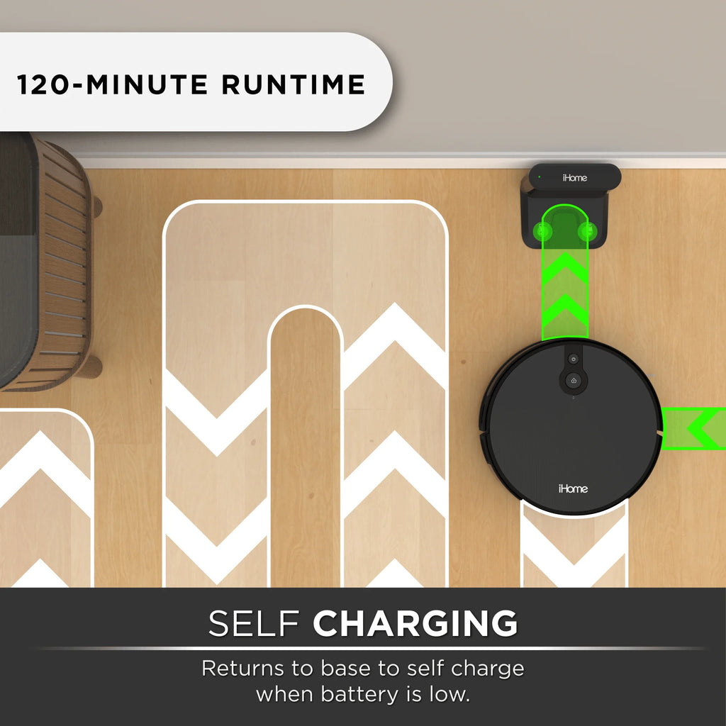 iHome AutoVac Eclipse Robot Vacuum with Mapping Technology, Ultra Strong Suction, 120 Min Runtime, App Connectivity