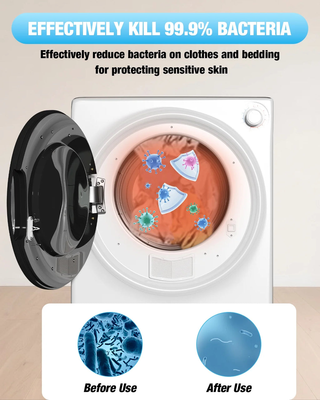 TABU Washer and Dryer Set, 19LBS Fully Automatic Washing Machine & 8.8LBS Clothes Dryer (White&White)