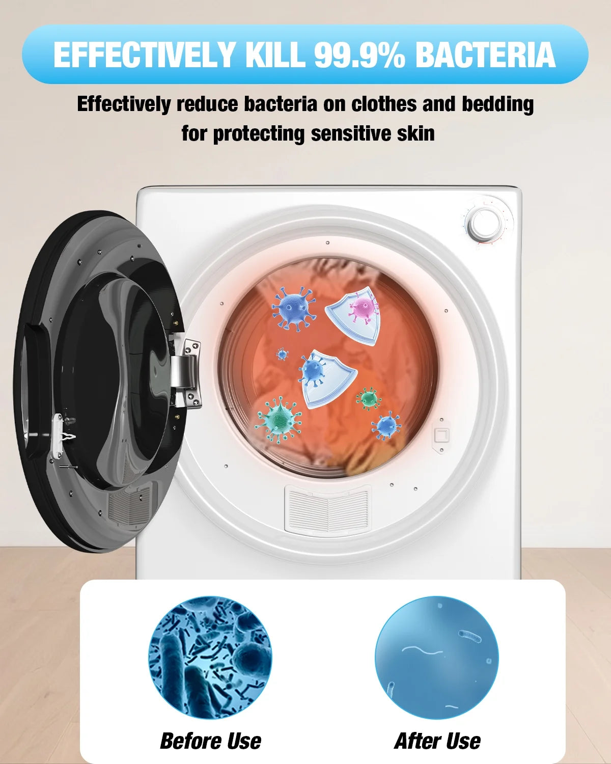 TABU Washer and Dryer Set, 19LBS Fully Automatic Washing Machine & 8.8LBS Clothes Dryer (White&White)