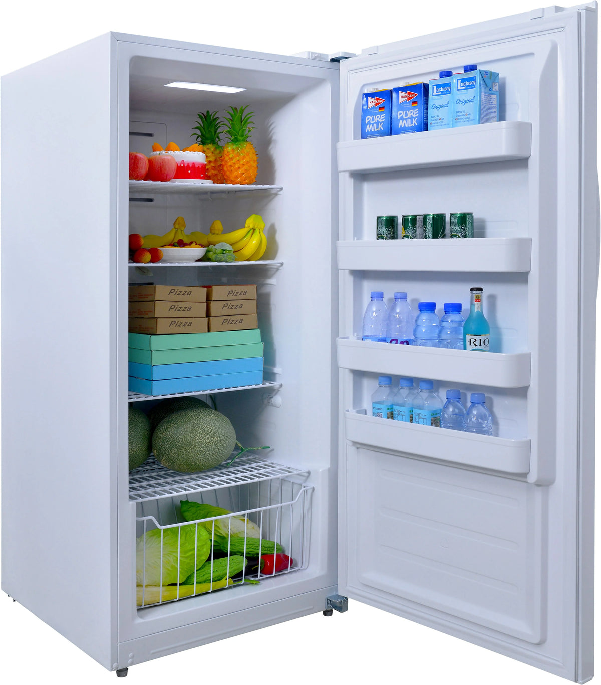 SMAD Convertible Single Door 13.8 Cu ft Upright Freezer Refrigerator with Rolling Wheels, White