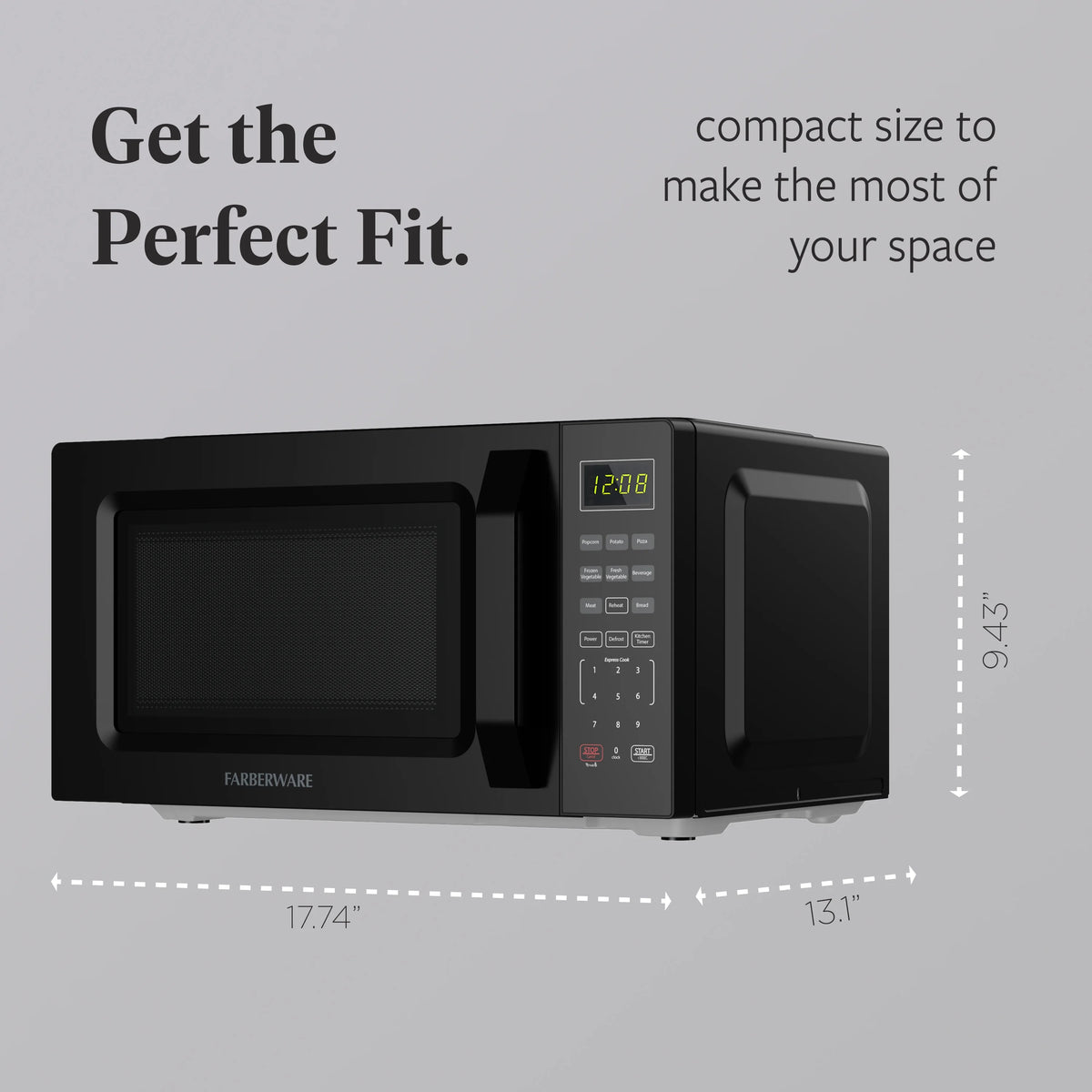 Farberware 1.1 Cu. Ft. 1000-Watt Compact Microwave Oven, Black