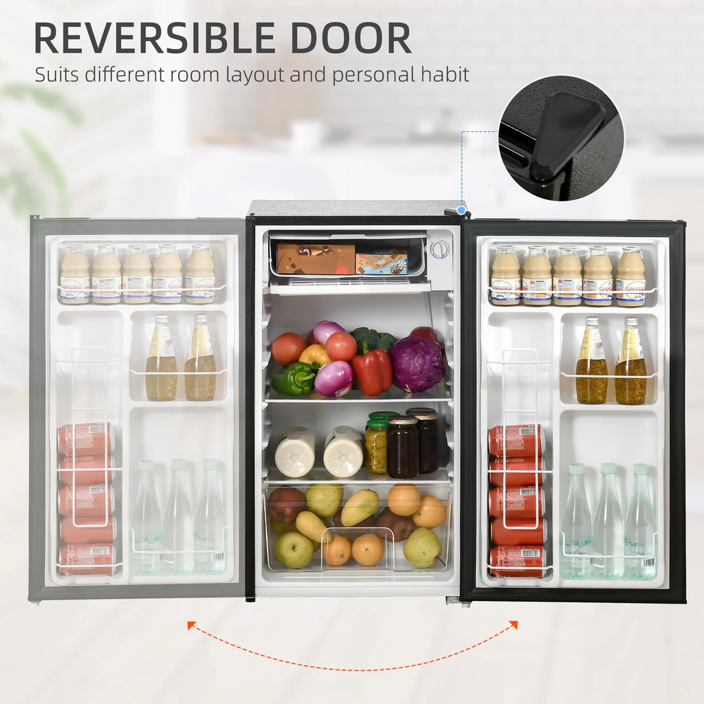 Homiyad 3.2 Cu.Ft Mini Fridge with Freezer, Single Door Compact Refrigerator with Adjustable Thermostat, Shelf and Reversible Door for Bedroom, Dorm, Home Office, Energy Efficient, Black