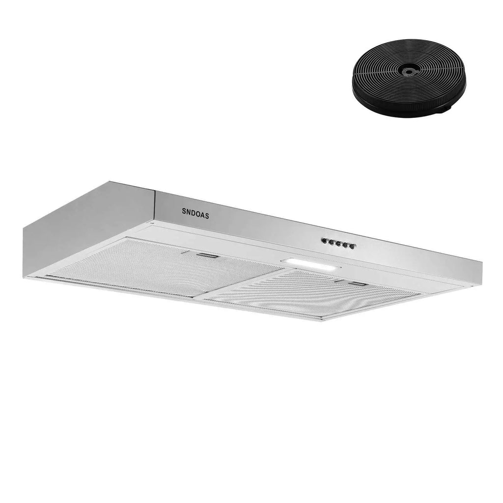 30 inch Under Cabinet Range Hood Stainless Steel Kitchen 230CFM Vent LED Light with Carbon Filter