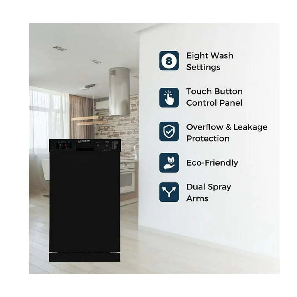 Equator 18"Dishwasher Europe ADA Builtin 10 Place Sani Delay 1/2 Load 51dB