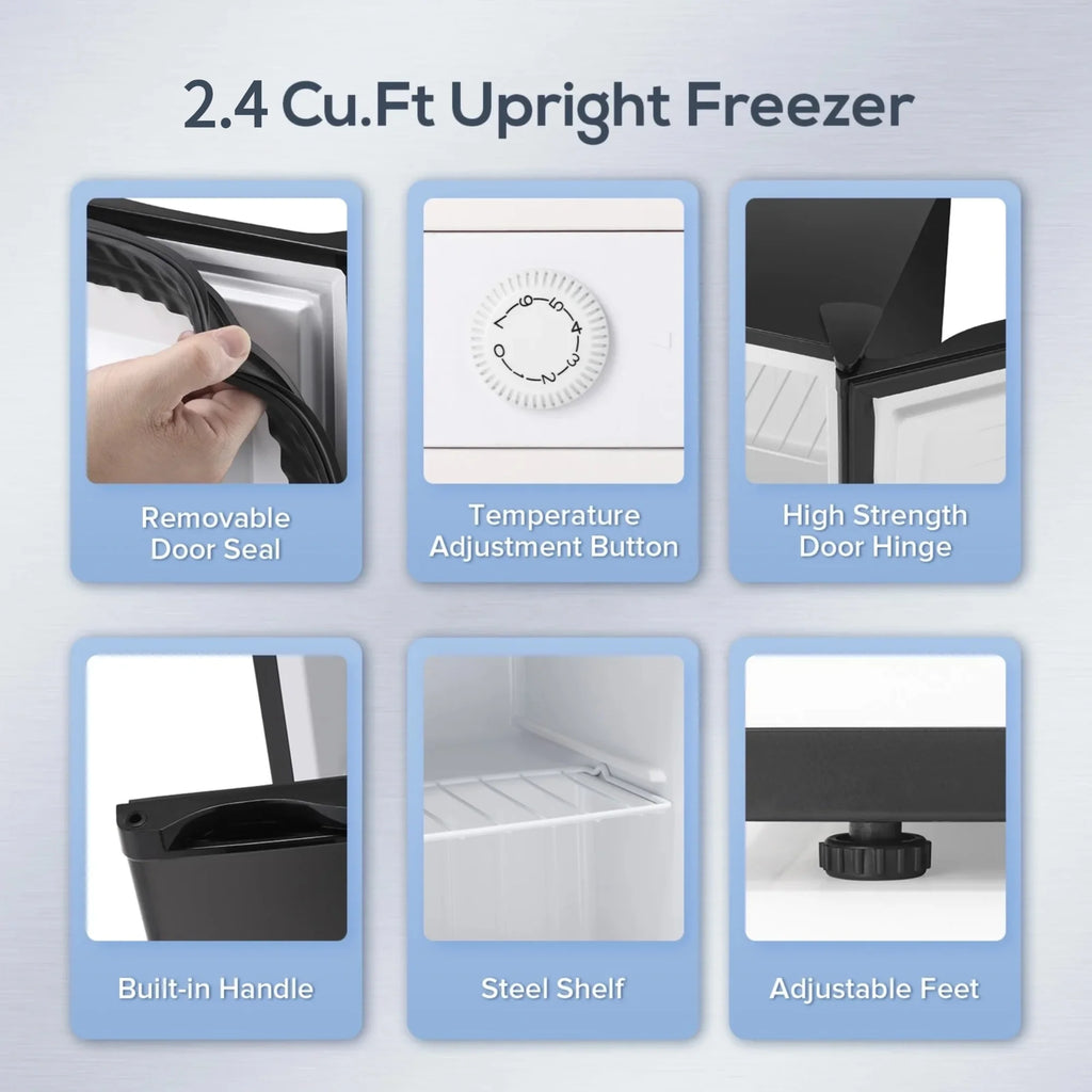 Auseo Upright Freezer, 3 Cu.ft Mini Freezer with Adjustable Thermostat & Reversible Single Door, Stand Up Freezer for Home/Office/Dorms/Apartment-Black