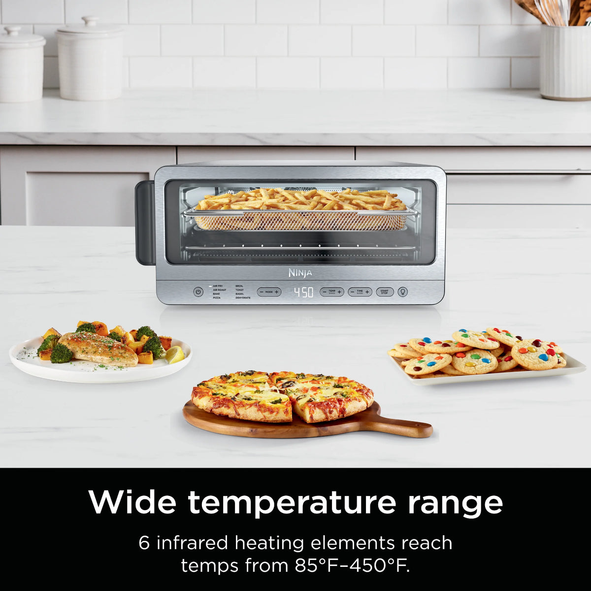 Ninja Flip Toaster Oven & Air Fryer, 8-in-1 Functionality, Flip Up & Away Capability for Storage Space, SP151