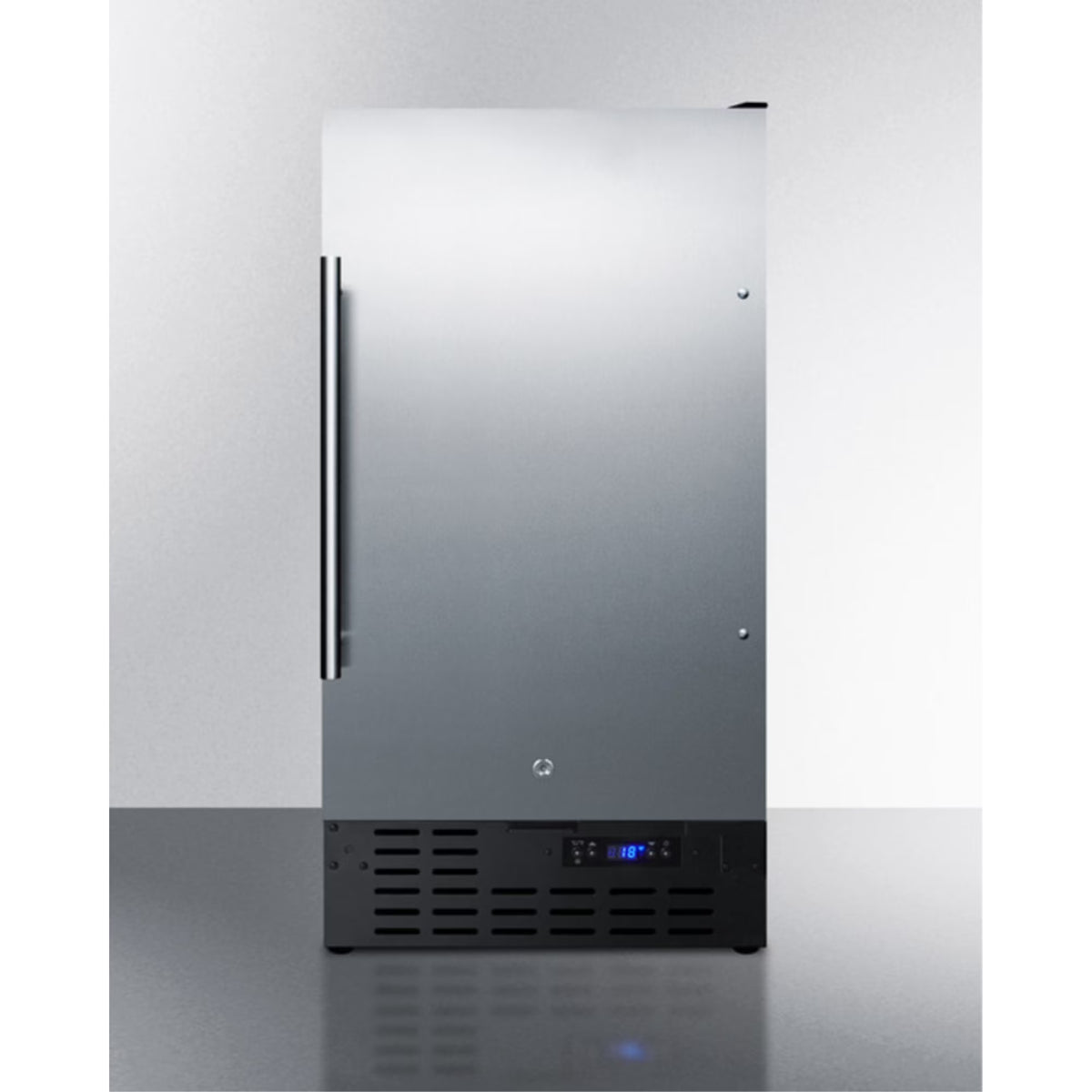 ADA compliant 18" wide frost-free freezer built-in or freestanding use, with SS door, black cabinet, lock, and digital thermostat