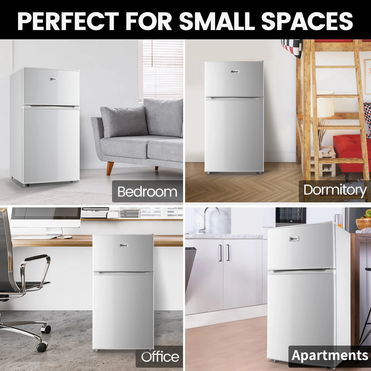 2 Door Mini Fridge with Freezer,3.5Cu.ft Small Freezer,7 Adjustable Thermostat,Blue,New